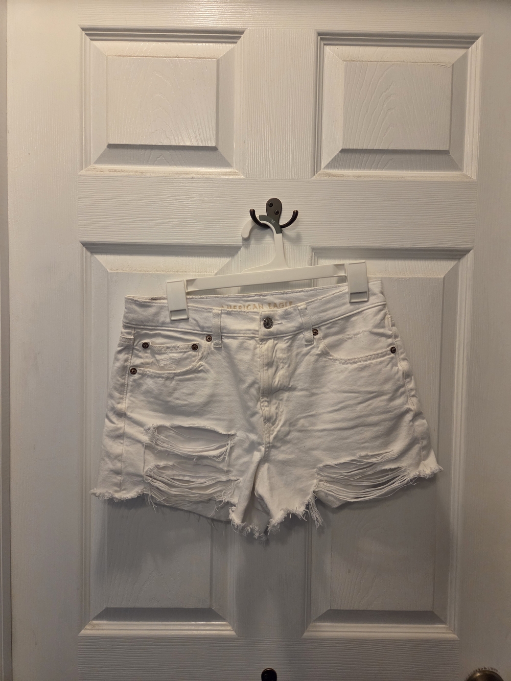 American Eagle Outfitters White Distressed Cutoff Jean Shorts